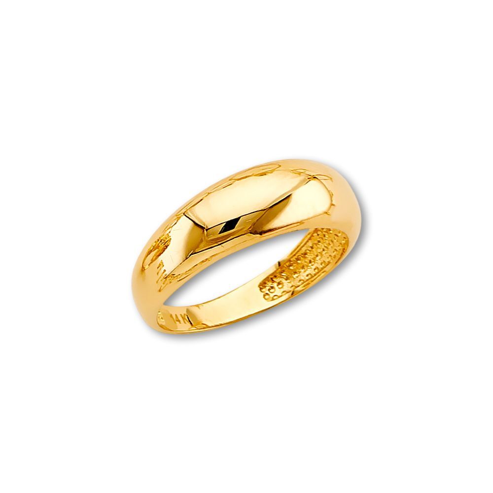 14K Gold Dome Ring Solid Yellow Gold Polished Band Jewelry By Tehrani